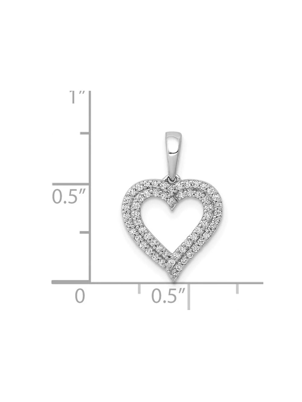 Diamond Double Heart Pendant Necklace in 10K White Gold with Chain G99699