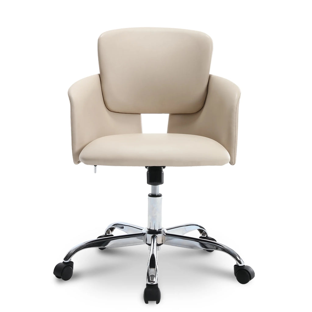 Beige Adjustable Height PU Leather Ergonomic Office Chair Y8155