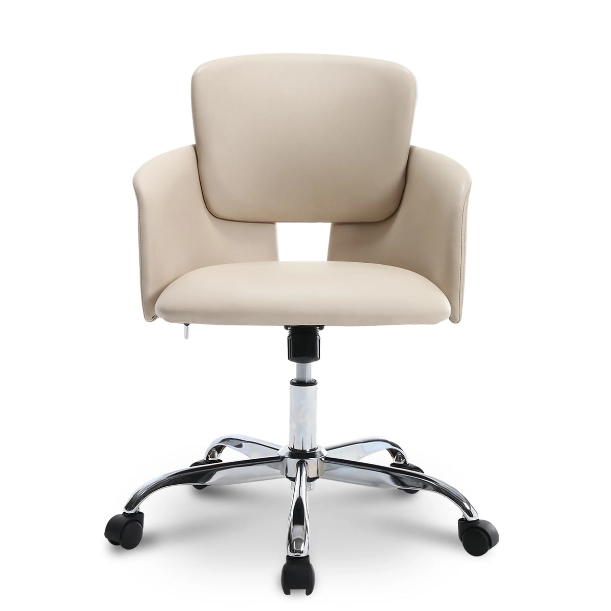 Beige Adjustable Height PU Leather Ergonomic Office Chair Y8155