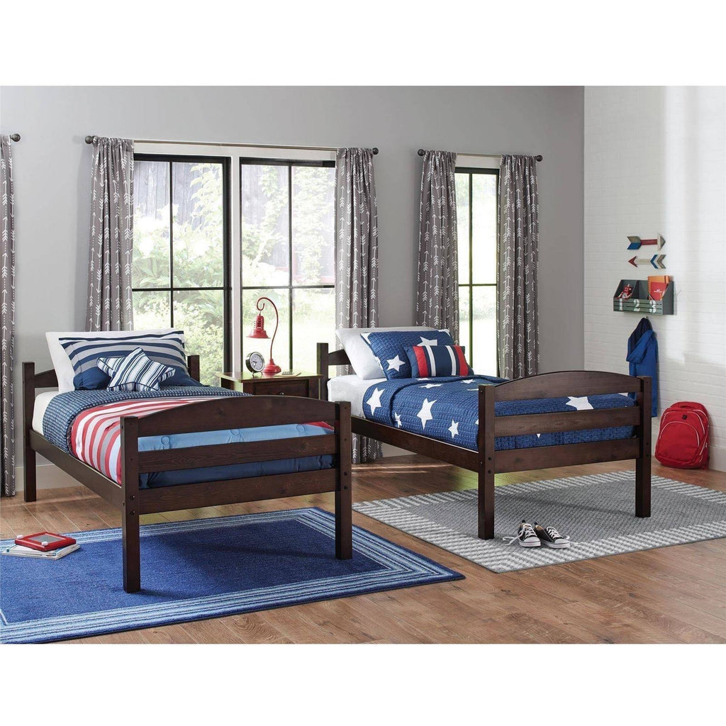 Twin Over Twin Wood Bunk Bed V6480