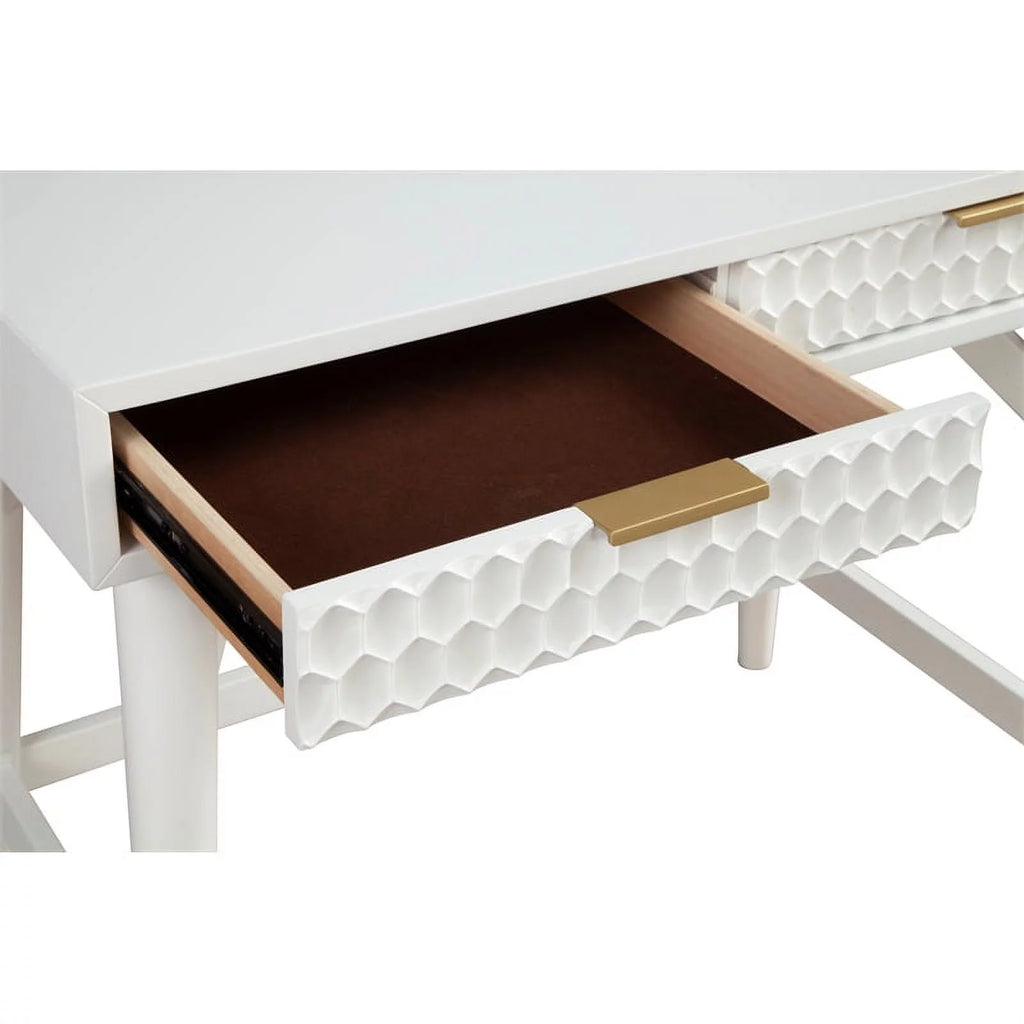 Queen Headboard & Mini Wood Desk in White I2449