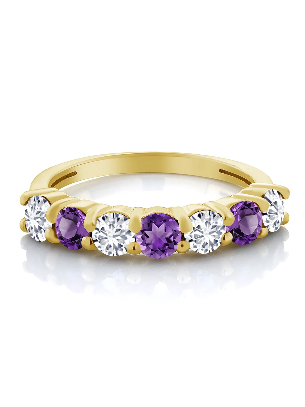 18K Yellow Gold Plated Silver Purple Amethyst Ring N73348
