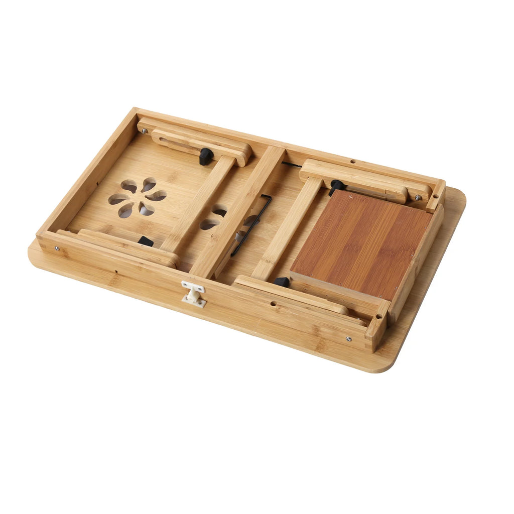 Bamboo Portable Laptop Desk with Tilt Top and Storage Drawer D568100