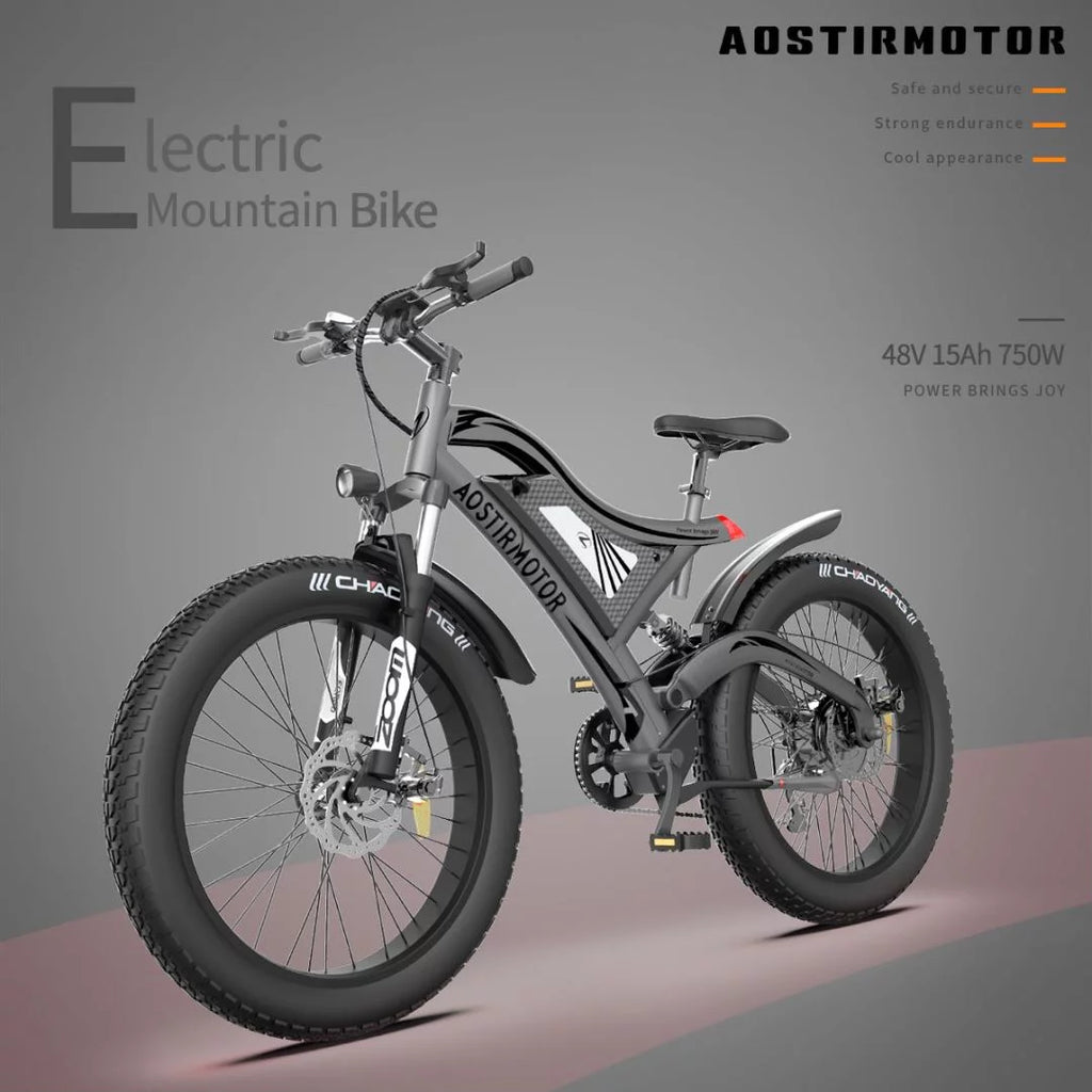 750W Fat Tire Electric Bike 48V 15AH Removable Lithium Battery D5199