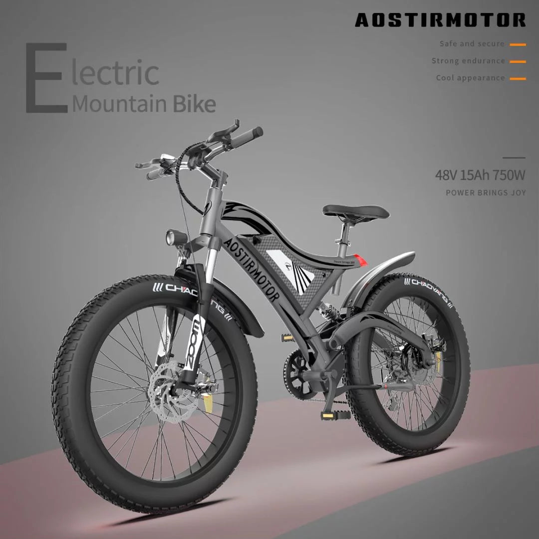 750W Fat Tire Electric Bike 48V 15AH Removable Lithium Battery D5199