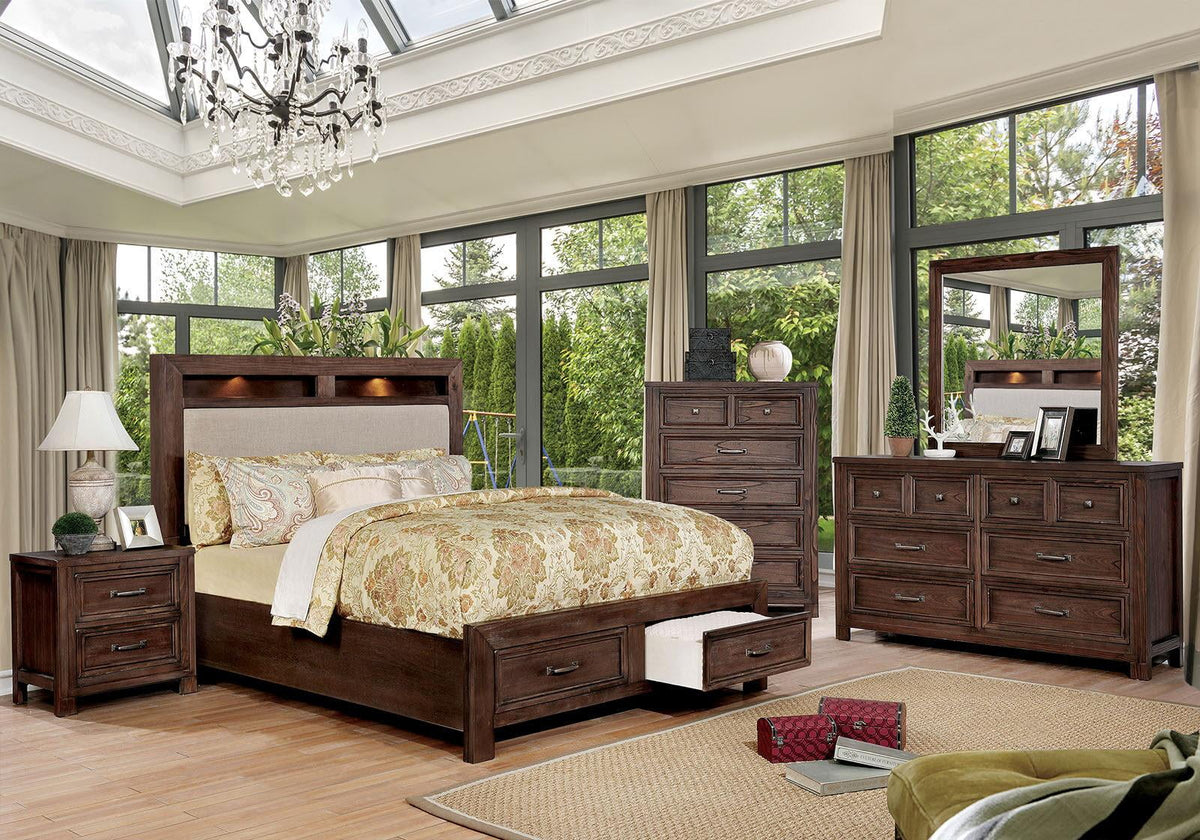 Dark Oak Solid Wood King Bedroom Set 6pcs Q264249