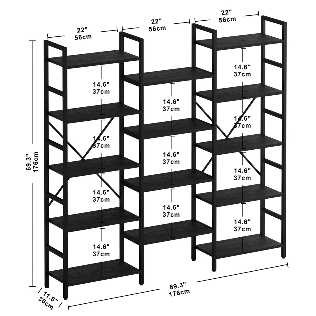 5 Tiers Wood and Metal Bookcase Z8629