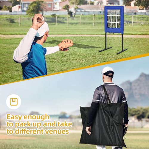 Heavy Duty 9 Hole Baseball Softball Pitching Net with Carry Bag H7446