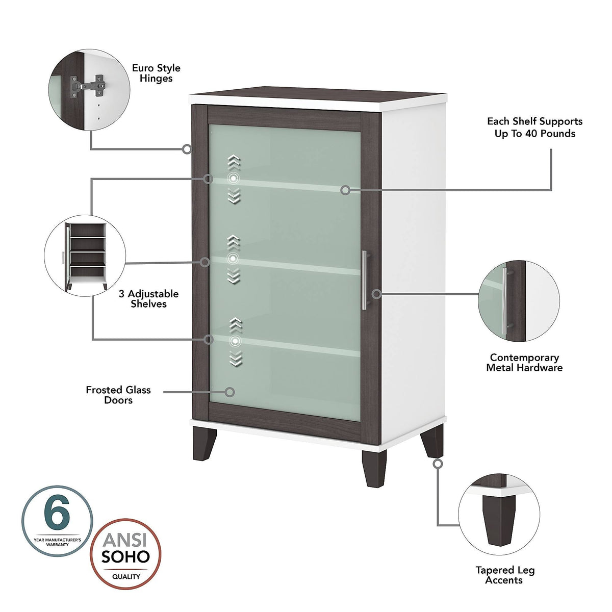 Ash Gray Media Storage Cabinet D92528
