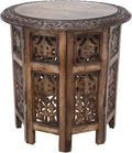 Solid Carved Mango Wood Round Coffee Table - 18x18 Inch N61661