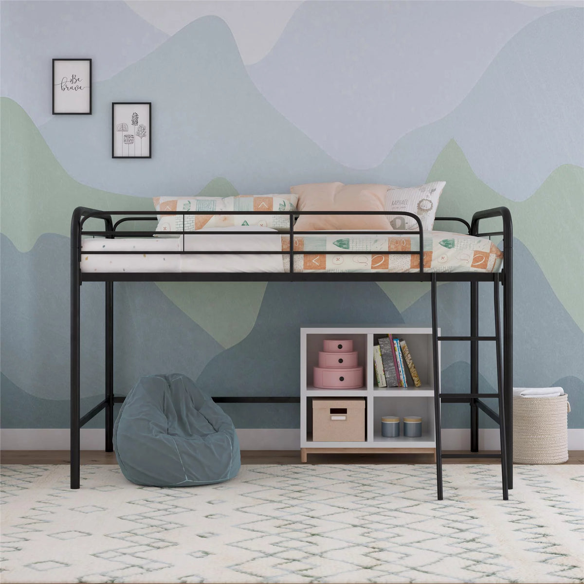 Black Twin Metal Kids Loft Bed B262342
