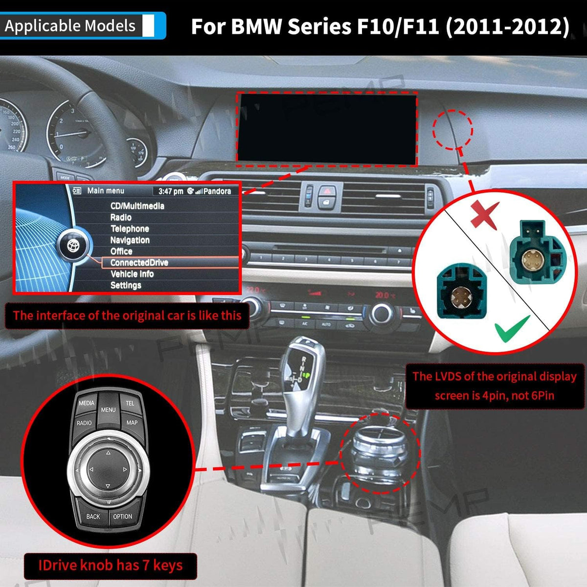 10.25 inch IPS Touch Screen Carplay for BMW F10 F11 L216