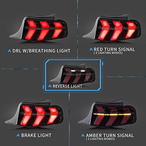 LED Tail Lights with Amber Red Turn Signal Smoke Lens T173