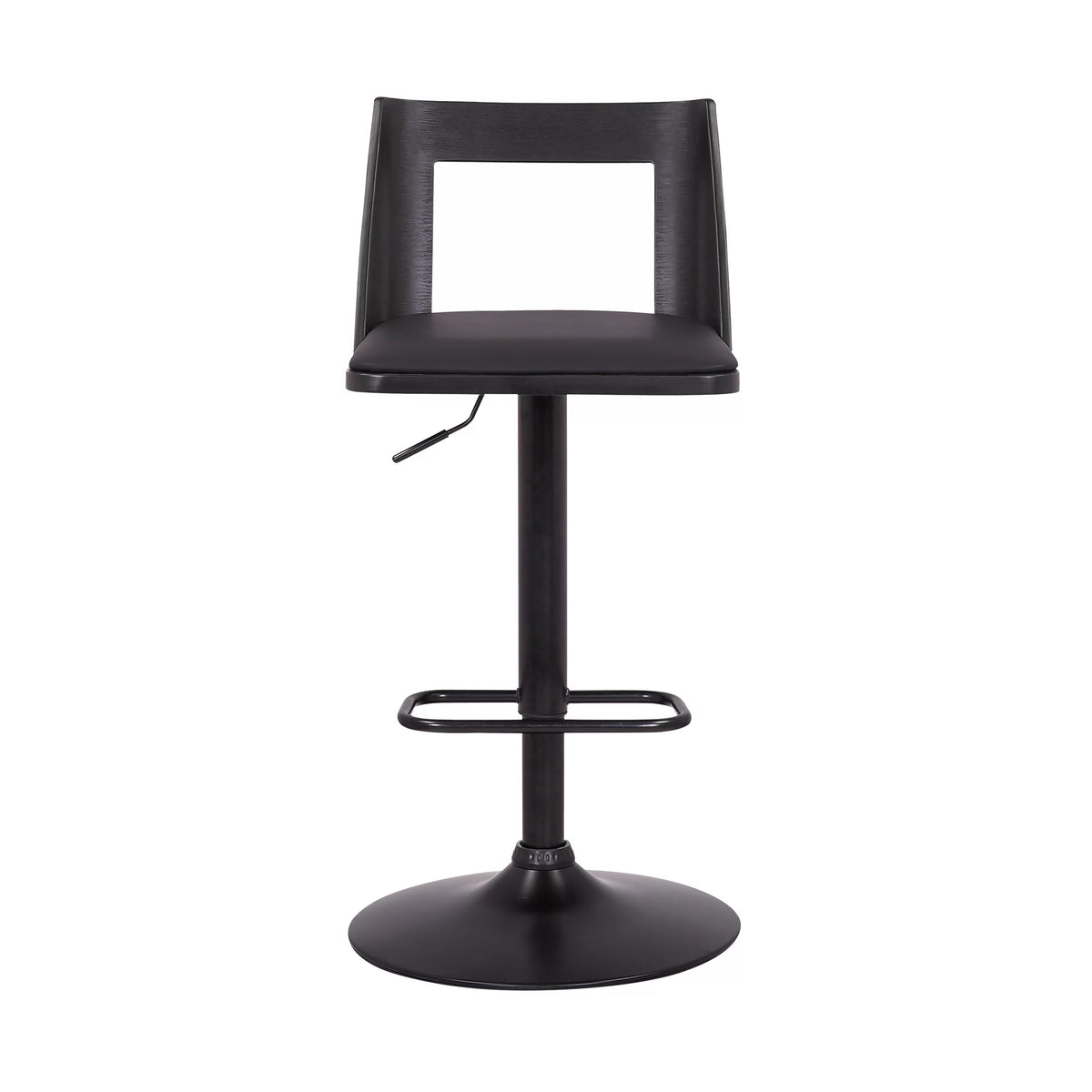 Black Faux Leather Wood Swivel Bar Stool T9623