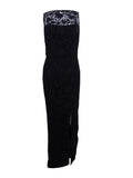 Black Lace Open Back Gown E658