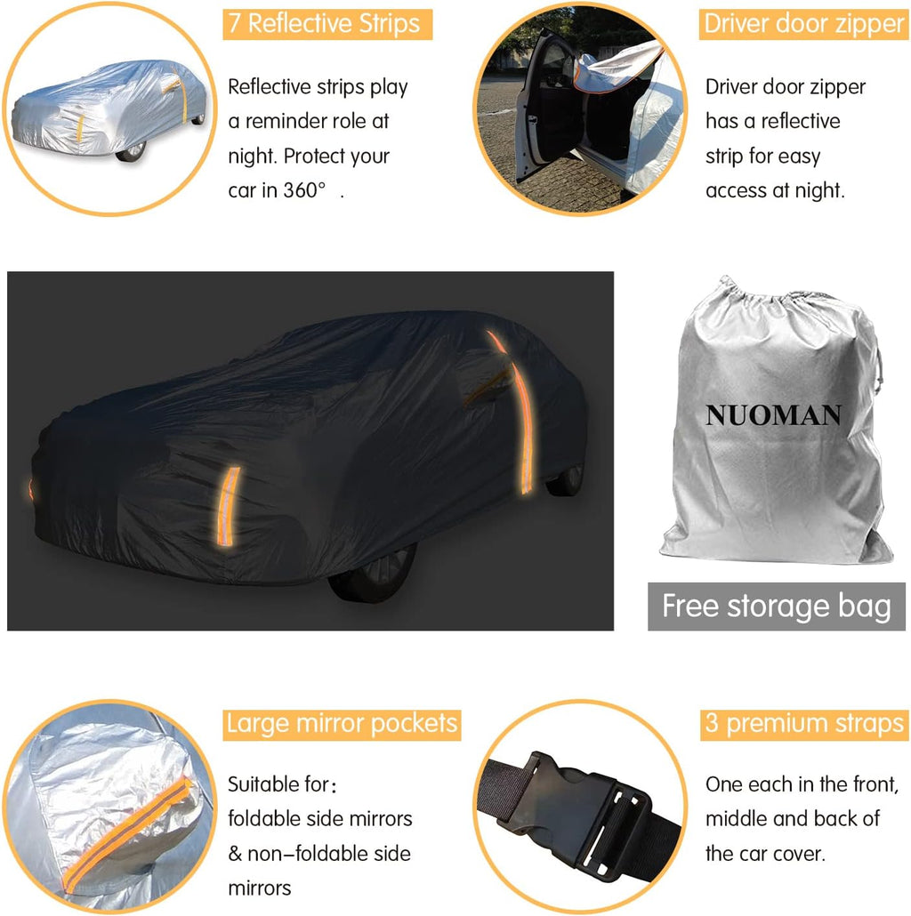 6 Layers Waterproof Cotton Car Cover with Zipper O64080