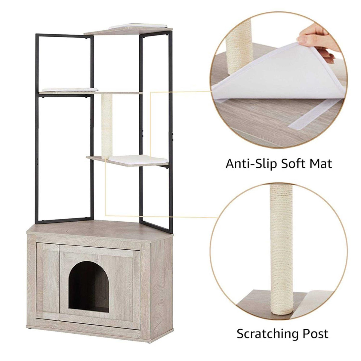 Corner Box Enclosure with Cat Tree Tower Cat Litter Q94623