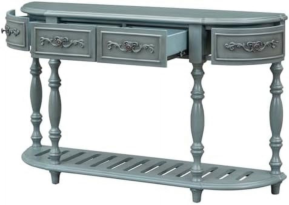 Retro Curved Console Table with 2 Top Drawers and Solid Wooden Frame K227