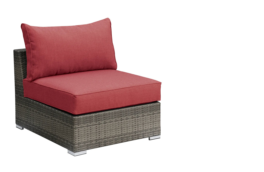 Red Resin Wicker Modular Sofa Set, 2pc D250796