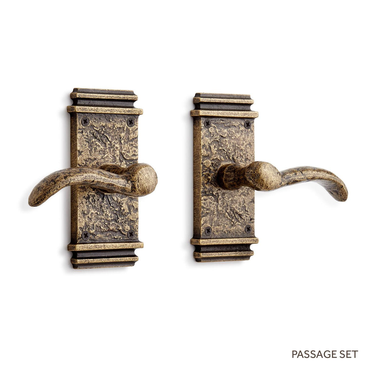 Antique Brass Solid Brass Passage Door Lever Set B384771
