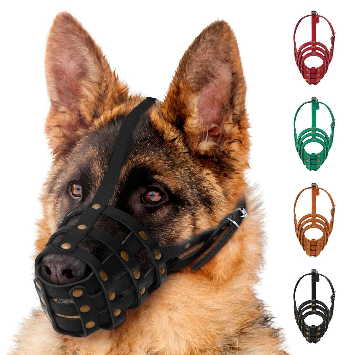 Leather Dog Muzzle Adjustable Breathable Medium Large Breeds W49001