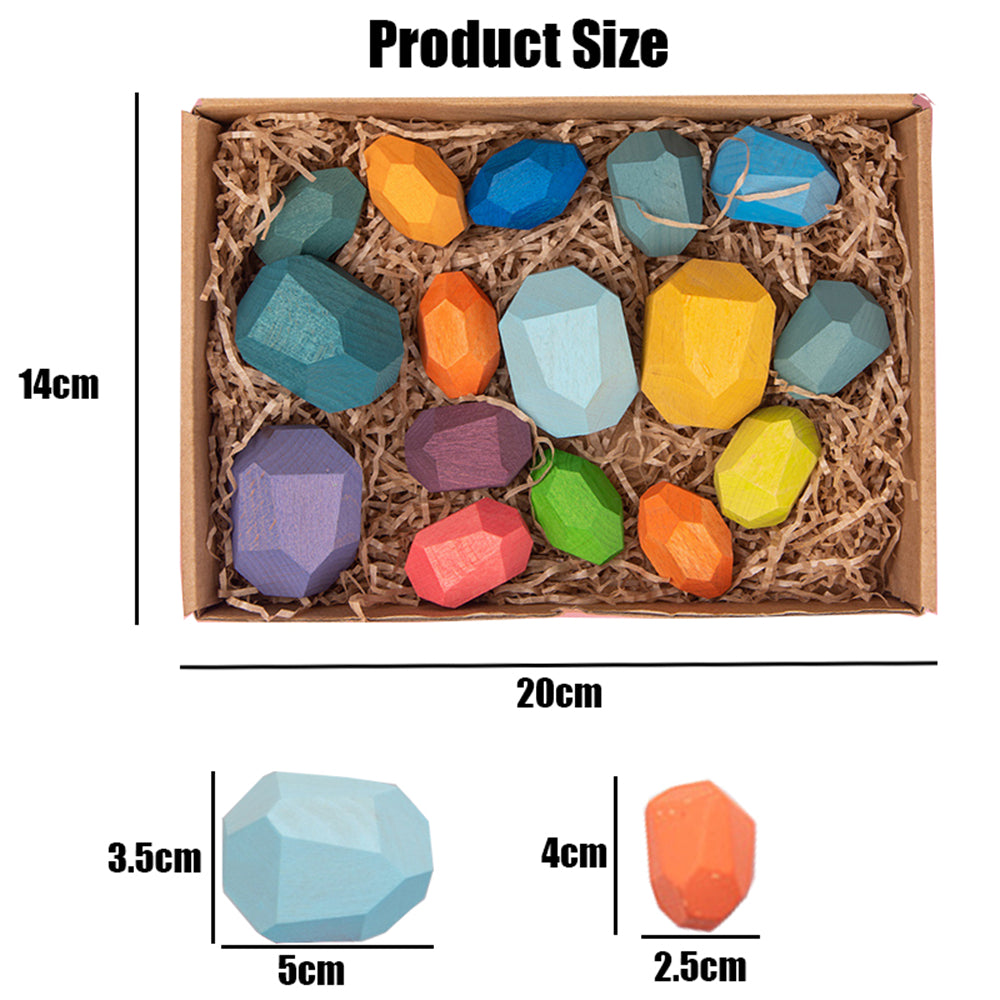 16pcs Colored Wooden Stacking Blocks Z979075