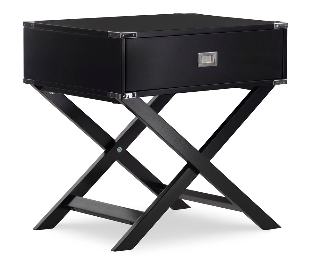 Black Single Drawer Accent Side Table I896