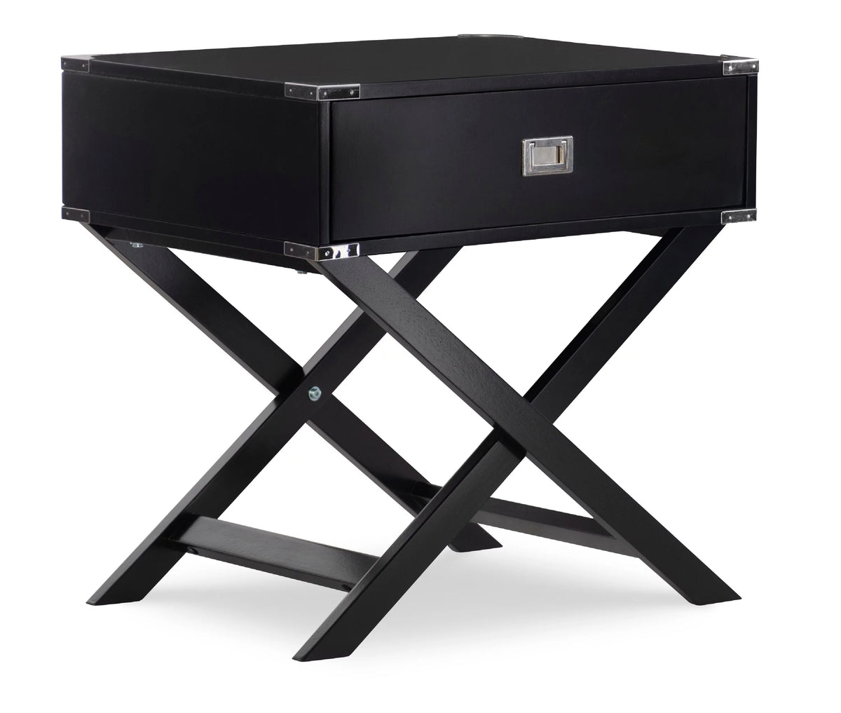 Black Single Drawer Accent Side Table I896