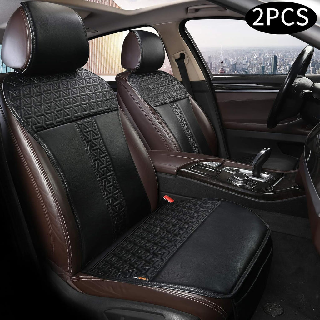 Black PU Leather Car Seat Covers Front Seats Only, 2PCS W666718