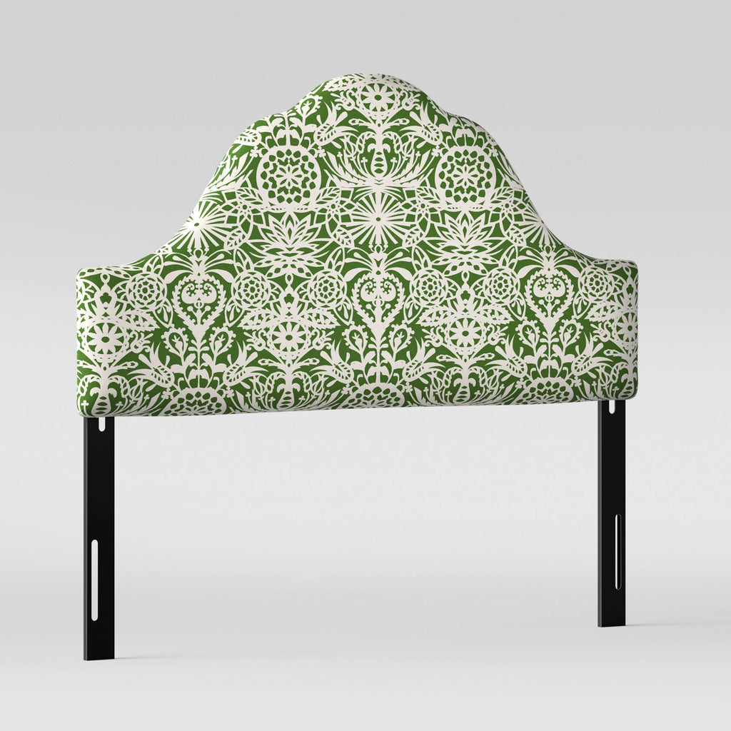 Arched Headboard Green White Floral B90244