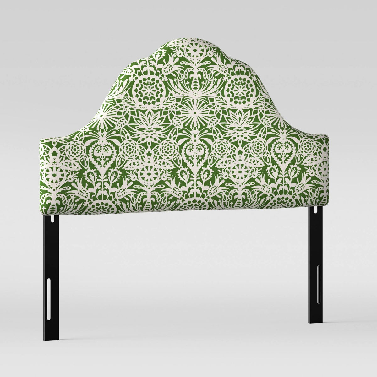 Arched Headboard Green White Floral B90244