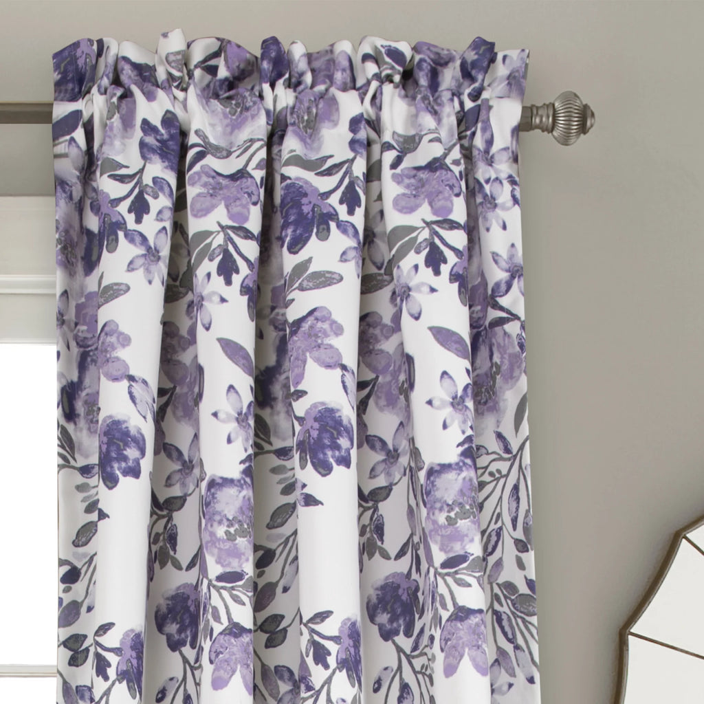 Purple Floral Room Darkening Window Panel 2-Pc Set Z917281