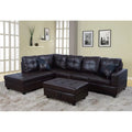 Brown Faux Leather 3 Piece Left Facing Sectional Sofa Set V278