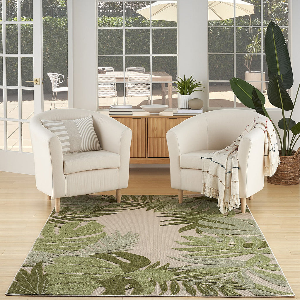 4' x 6' Ivory Green Area Rug E598