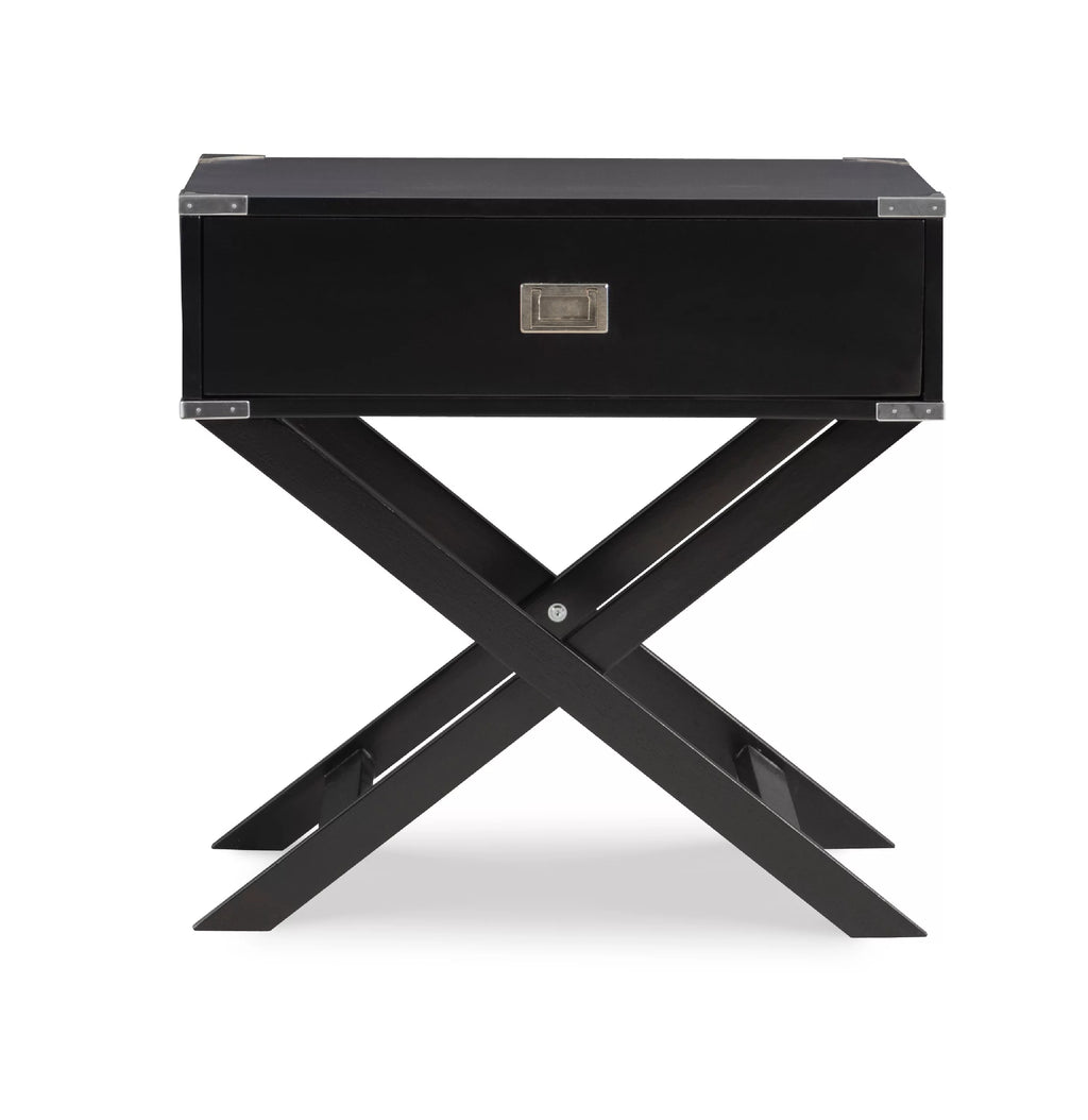 Black Single Drawer Accent Side Table I896