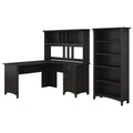 60W L Shaped Desk with Hutch and Bookcase O182155