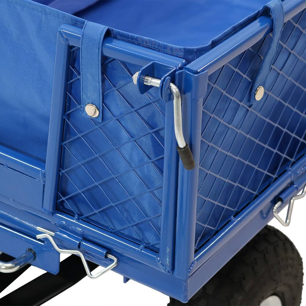 Blue Heavy-Duty Steel Utility Garden Cart with Liner Y6812