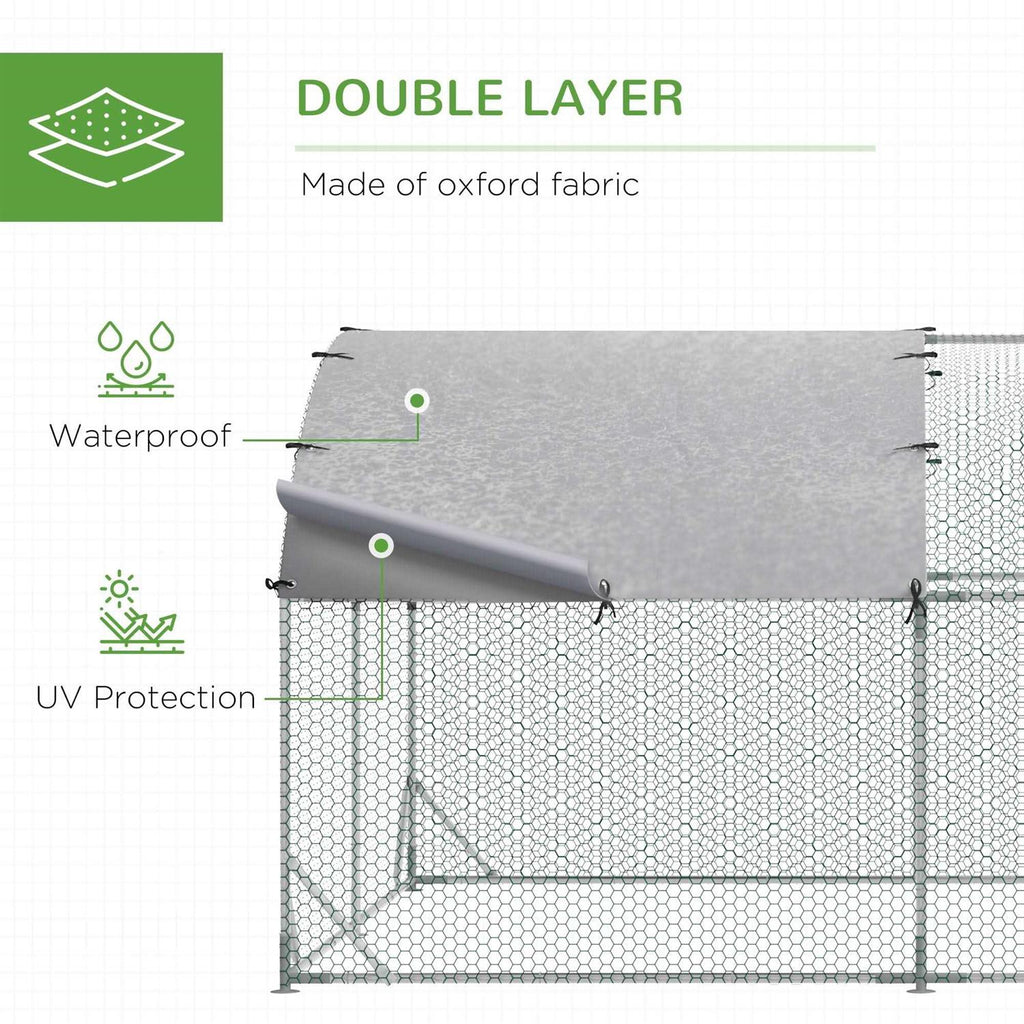 Metal Chicken Coop Walk-in Enclosure with Cover O3296