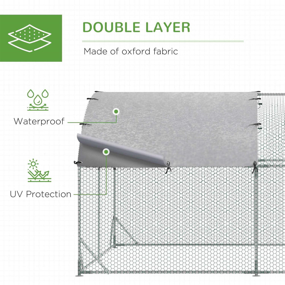 Metal Chicken Coop Walk-in Enclosure with Cover O3296