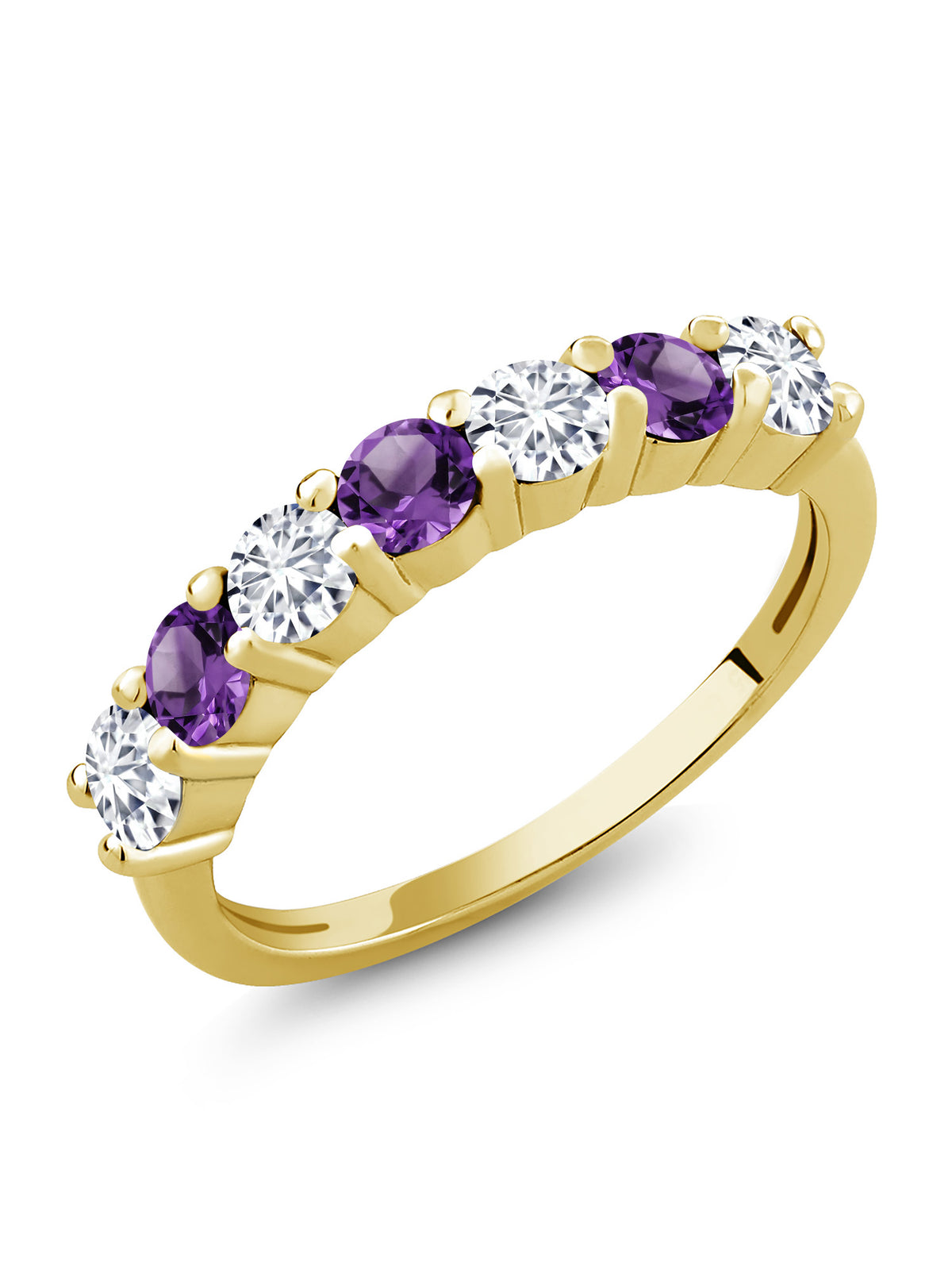 18K Yellow Gold Plated Silver Purple Amethyst Ring N73348