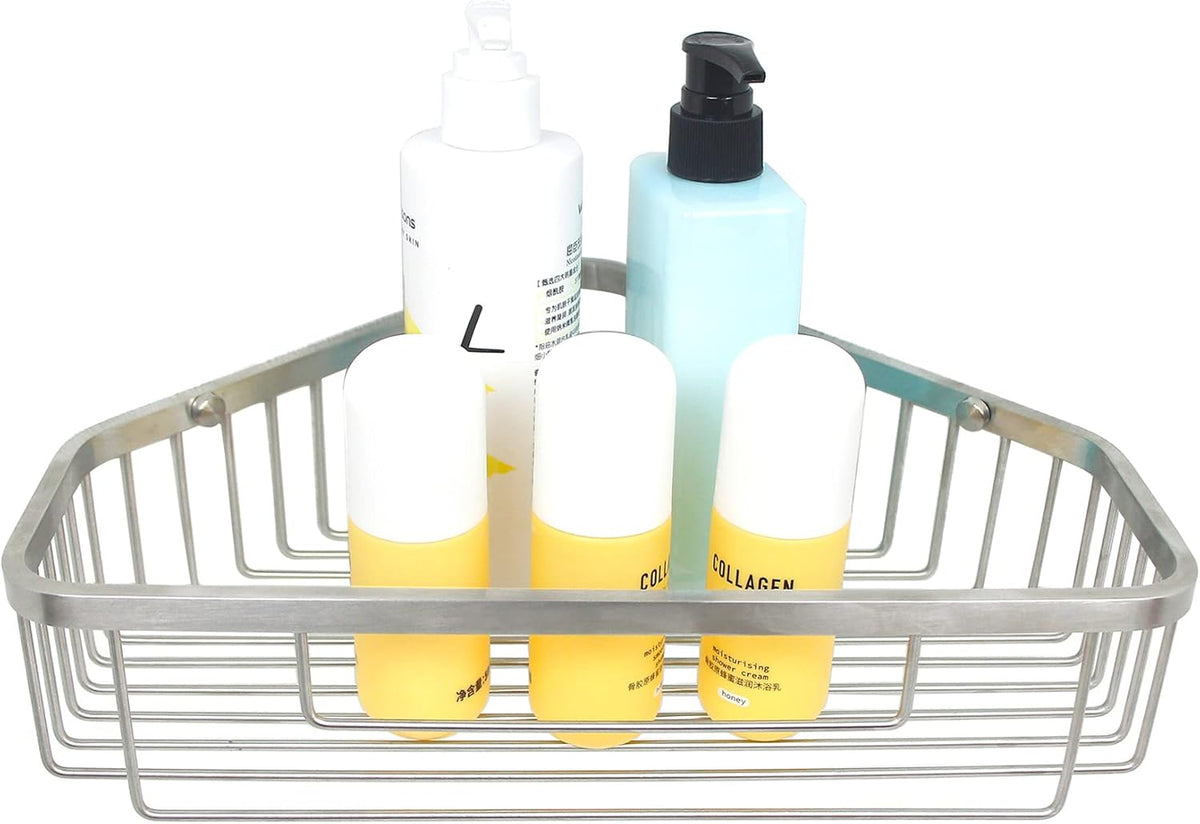Brushed Nickel SUS304 Stainless Steel Corner Shower Caddy Basket P80688
