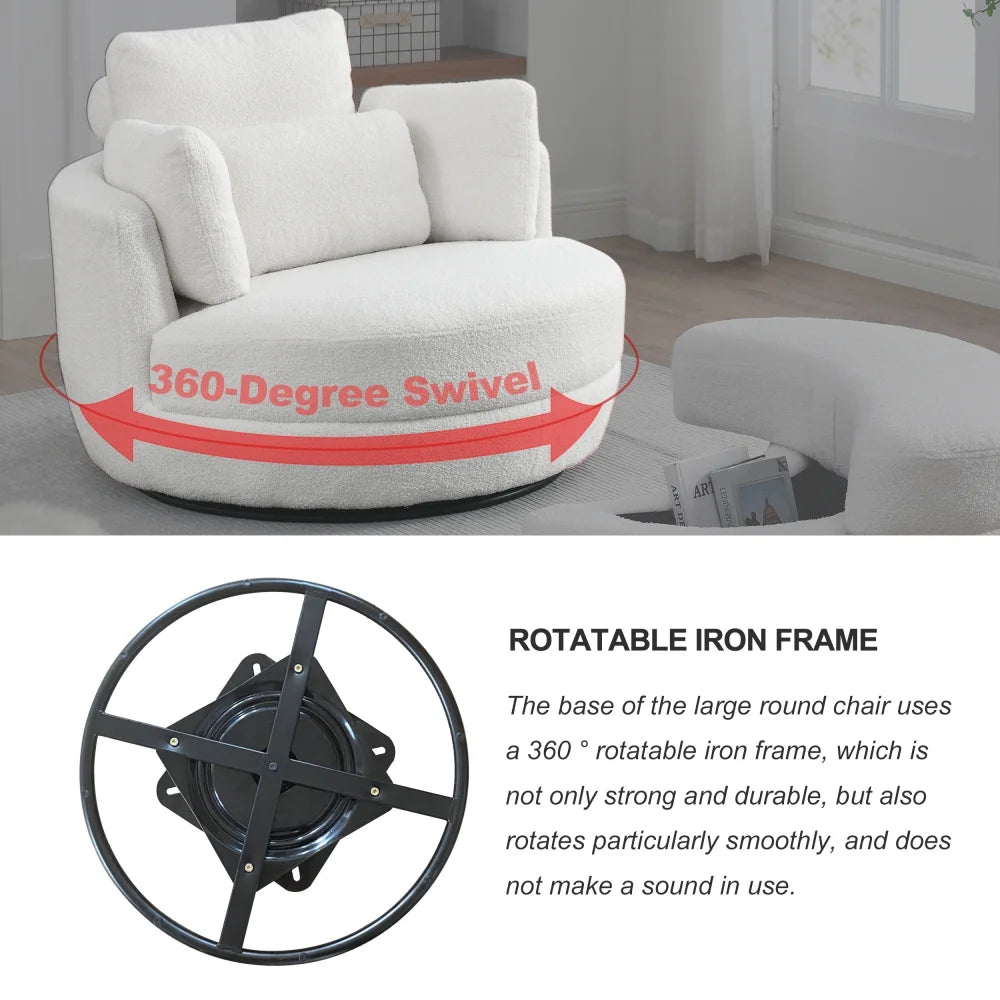 Oversized Swivel Barrel Chair with Ottoman and 4 Pillows U30191