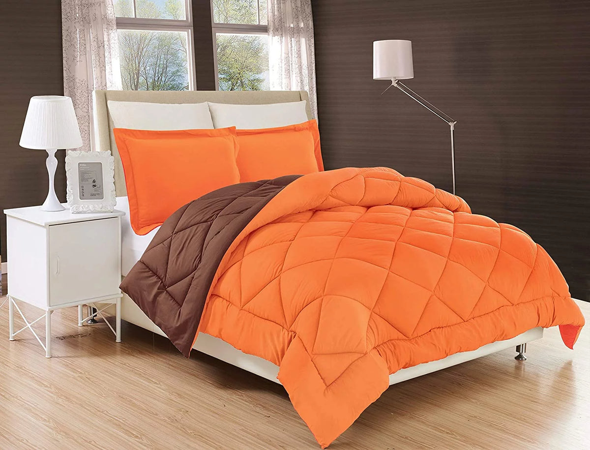 Reversible 3pc Comforter Set King/Cal King Orange/Chocolate P99203