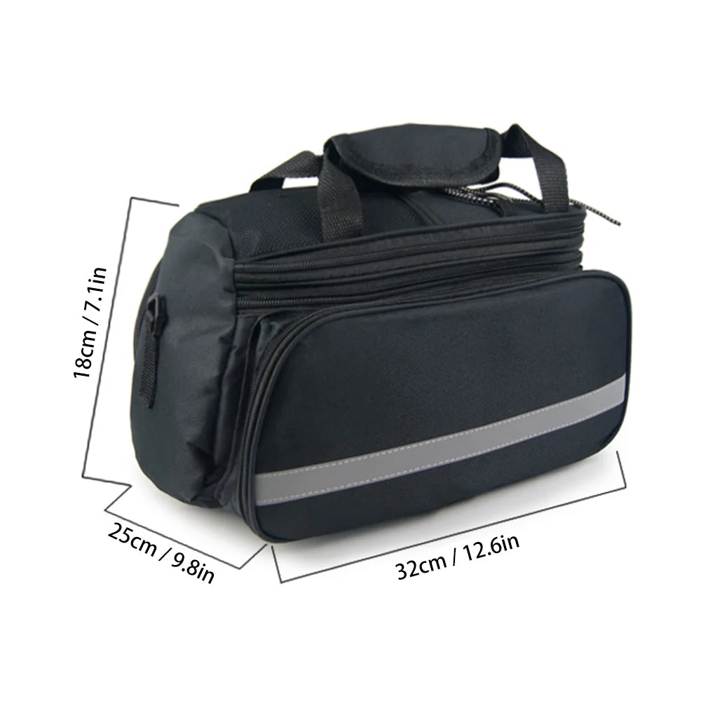 Rear Seat Bag Expandable MTB Bike Rack Bag with Rain Cover J4696