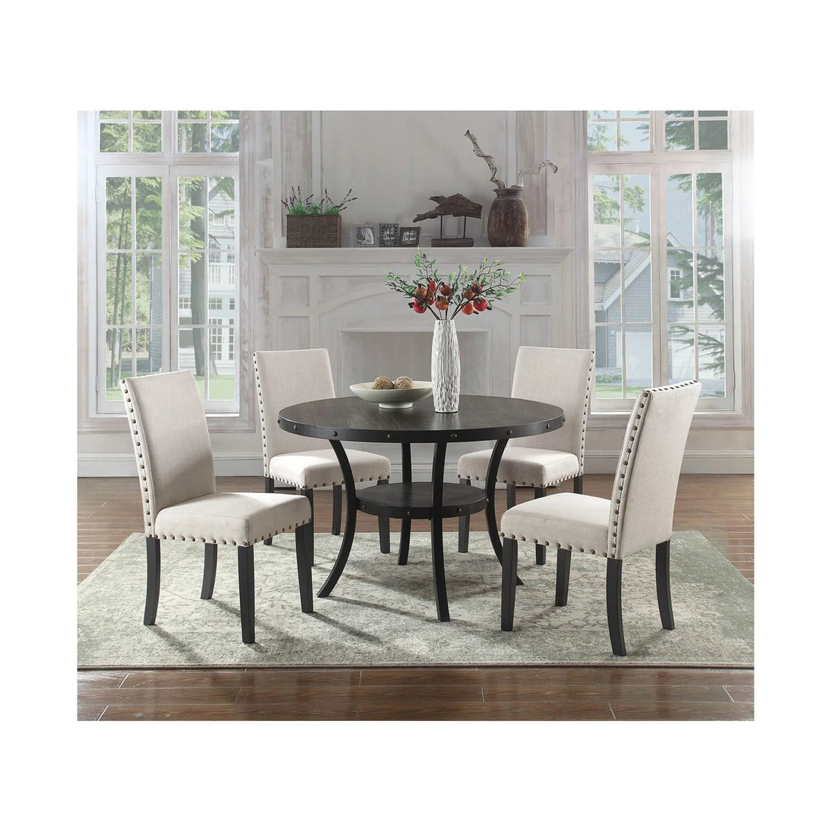 Solid Wood Dining Side Chair Antique Black Set of 2 K208497