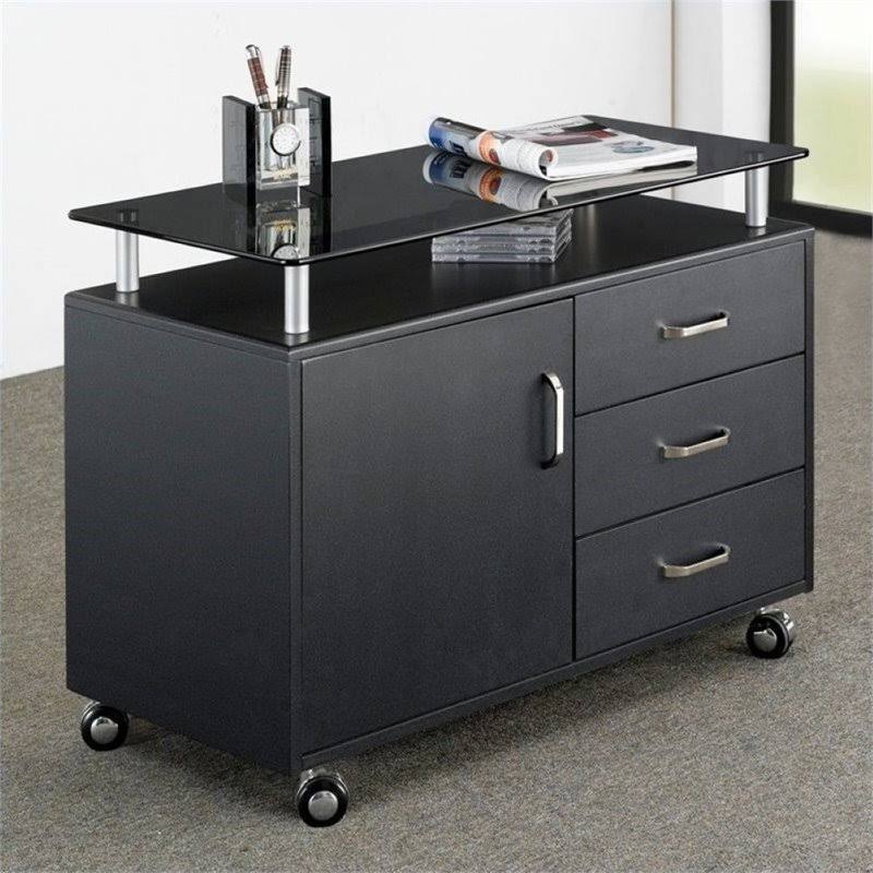 3 Drawer Wood Storage Cabinet in Graphite N25800