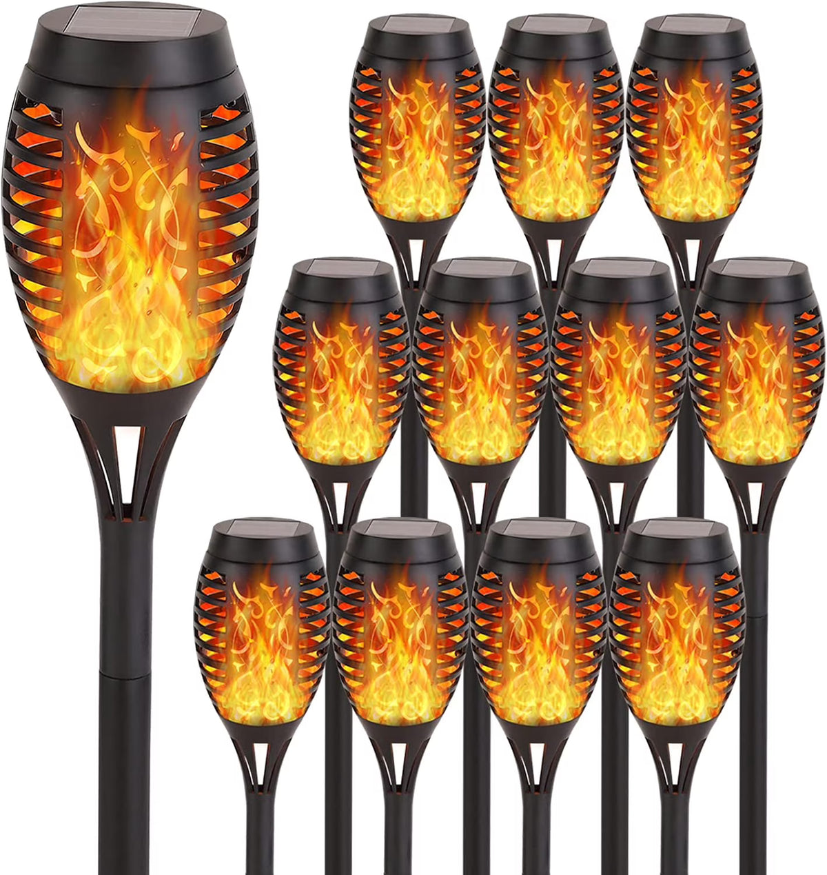 12 Pack Solar Torch Lights Outdoor, LED Flickering Solar Lights, Waterproof Flame Lights D816980