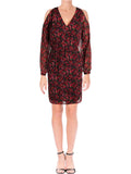 Red Floral Cold Shoulder Sheer Sheath Dress F9134