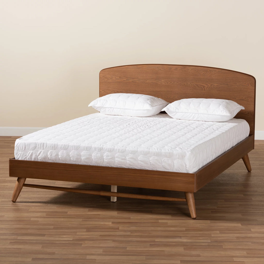 Queen Walnut Brown Engineered Wood Platform Bed Z4892