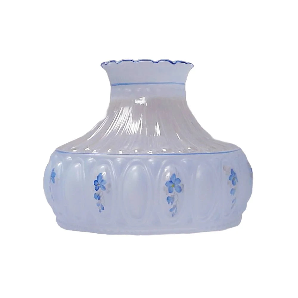 Cobalt Glass Non-Electric Oil Lamp with Blue Meadow Shade O3075